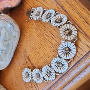 Anton Michelsen Sterling Silver Daisy 11/16" Bracelet 7 5/8" Antique *Chips